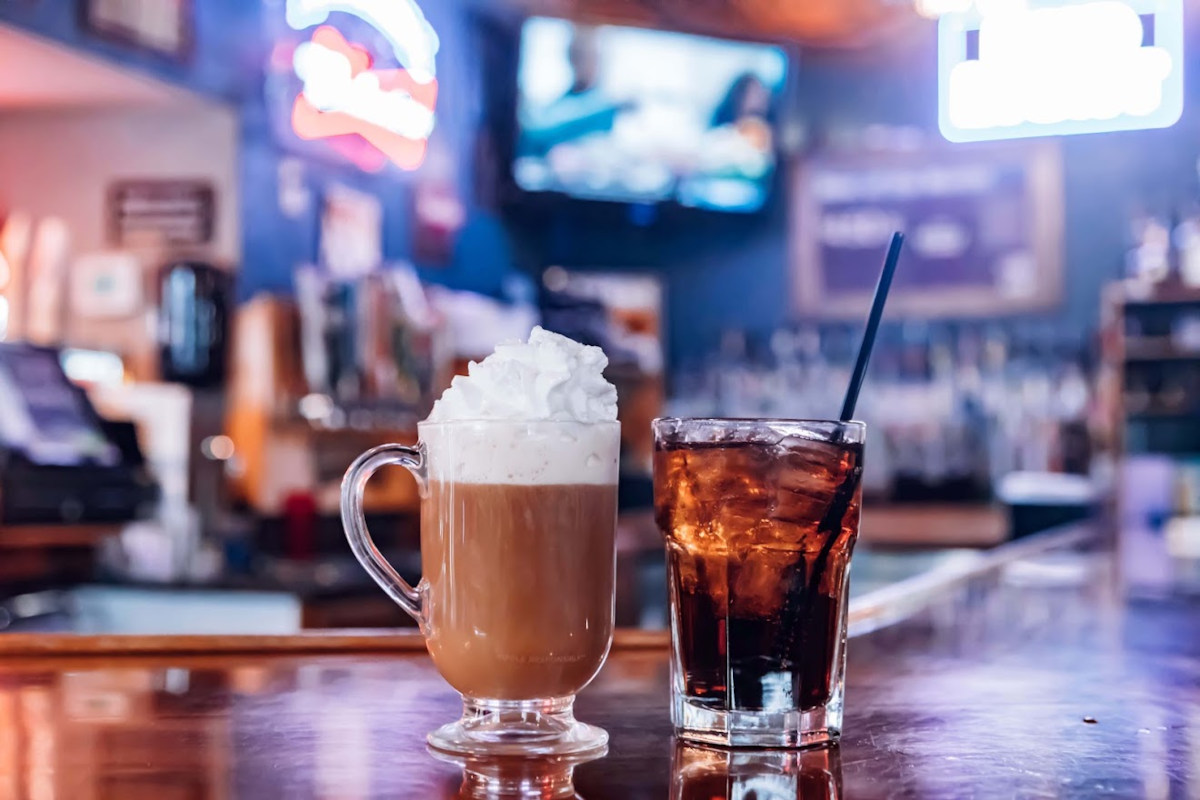 Cocktail and coffee with cream